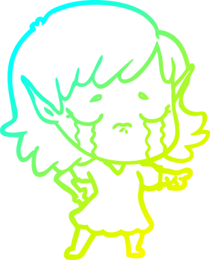 Bir insan tarafından çizilmiş ağlayan bir elf kızı çizimi.