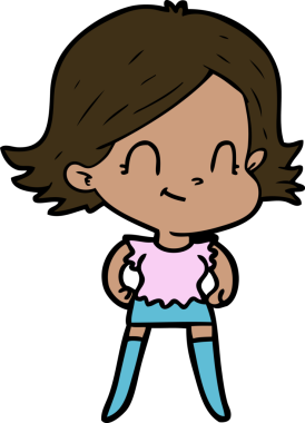 Bir insan tarafından çizilmiş karikatür dostu kız.