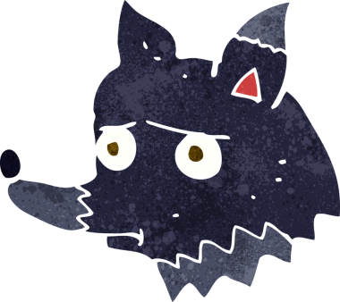 Bir insan tarafından çizilmiş mutsuz bir köpek.