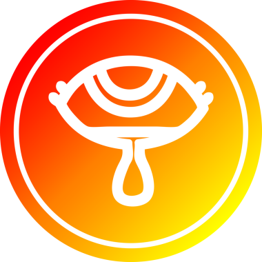 Ağlayan göz yuvarlak simgesi ve bir insan tarafından çizilen sıcak gradyan bitiş.