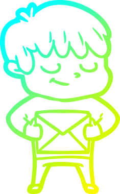 Bir çizgi film karakteri çizen soğuk çizgi bir insan tarafından çizilmiş mutlu çocuk.