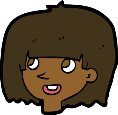 Bir insan tarafından çizilmiş mutlu kadın yüzü.