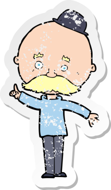 Bir insan tarafından çizilmiş melon şapkalı bir çizgi film karakterinin gerilimli çıkartması.