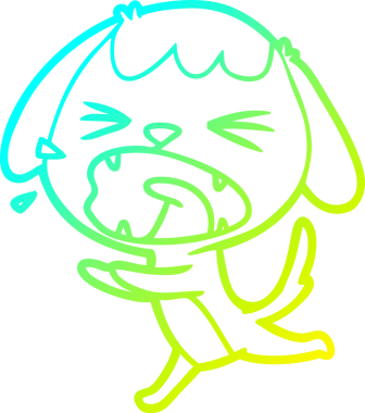 Bir insan tarafından çizilmiş şirin bir çizgi köpeğin soğuk gradyan çizgisi.