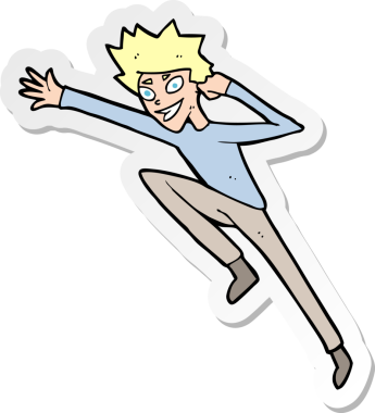 Bir insan tarafından çizilmiş zıplayan adamın çıkartması.