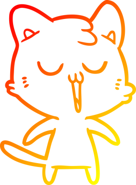 Bir insan tarafından çizilmiş çizgi film kedisinin sıcak çizgi çizimi