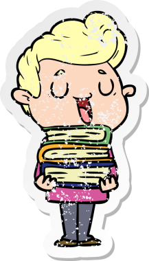 Bir insan tarafından çizilmiş mutlu bir çizgi film karakterinin sıkıntılı çıkartması.