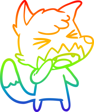 Bir insan tarafından çizilmiş kızgın bir tilkinin gökkuşağı gradyanı çizimi