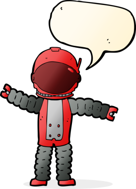 Bir insan tarafından çizilmiş konuşma balonu olan bir astronot.