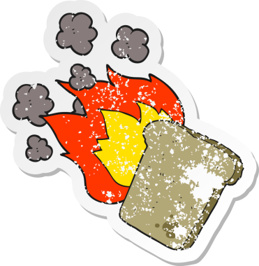 Bir insan tarafından çizilmiş yanmış bir karikatürün gerilimli yapıştırması.