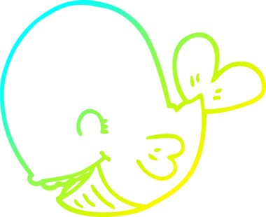 Bir insan tarafından çizilmiş karikatür balinası çizimi.