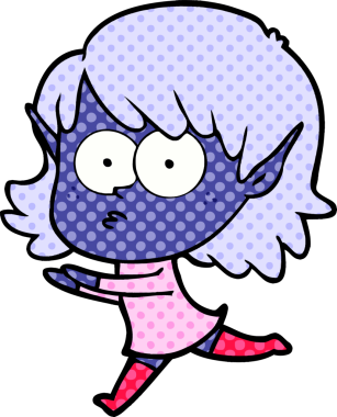 Bir insan tarafından çizilmiş çizgi film elf kızı.