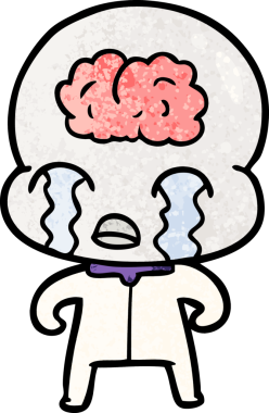 Bir insan tarafından çizilmiş koca beyinli bir uzaylı ağlaması.