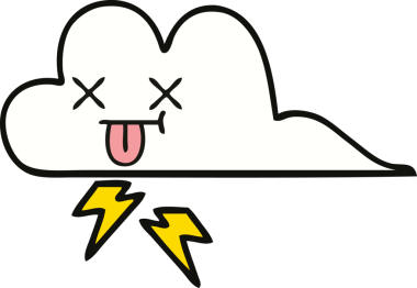 Bir insan tarafından çizilmiş güzel bir gök gürültüsü bulutu karikatürü