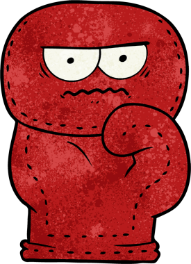 Bir insan tarafından çizilmiş bir boks eldiveni.