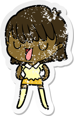 Bir insan tarafından çizilmiş karikatür bir kadının sıkıntılı çıkartması.