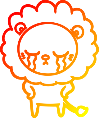 Bir insan tarafından çizilmiş, ağlayan bir aslanın sıcak çizgi çizgisi.