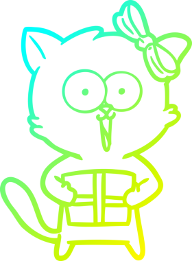 Bir insan tarafından çizilen çizgi film kedisinin soğuk gradyan çizgisi.