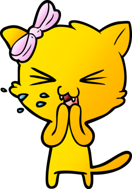 Bir insan tarafından çizilmiş çizgi film kedisi.