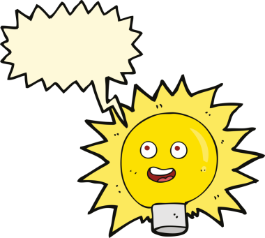 bir insan tarafından çizilmiş konuşma baloncuklu karikatür elektrik ampulü