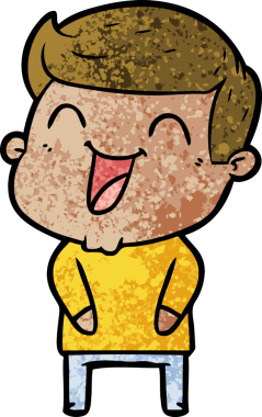 Bir insan tarafından çizilmiş gülen çizgi film adamı.