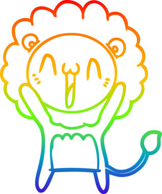 gökkuşağı gradyanı çizimi bir insan tarafından çizilmiş mutlu bir karikatür aslanı