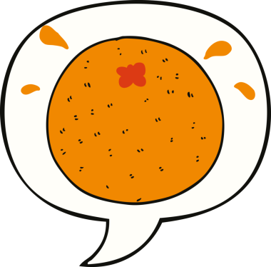 Bir insan tarafından çizilmiş konuşma baloncuklu turuncu çizgi film