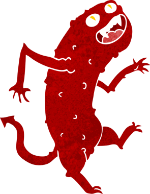 Bir insan tarafından çizilmiş çizgi film dansı canavarı.