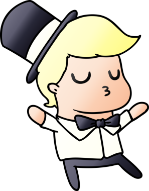 Bir insan tarafından çizilmiş kawaii sevimli balo çocuğunun gradyan çizimi