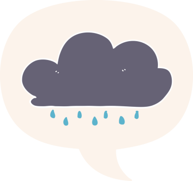 bir insan tarafından çizilmiş eski tarz konuşma baloncuğu ile çizgi film yağmur bulutu