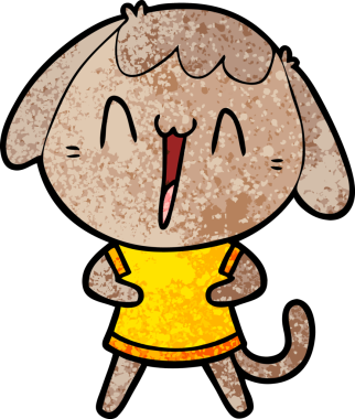 Bir insan tarafından çizilmiş şirin bir çizgi film köpeği.