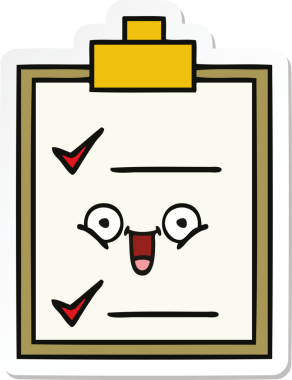 Bir insan tarafından çizilmiş şirin bir karikatür kontrol listesinin etiketi