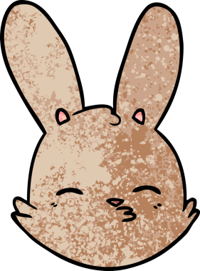 Bir insan tarafından çizilmiş çizgi film tavşanı yüzü.