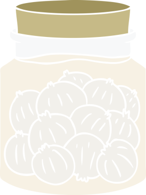 Bir insan tarafından çizilmiş düz renk çizgi film soğan turşusu