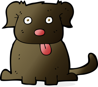 Bir insan tarafından çizilmiş çizgi film köpeği.