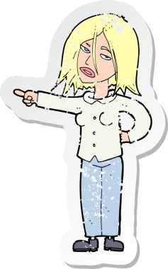 Bir insan tarafından çizilmiş karikatür kadının gerilmiş çıkartması.