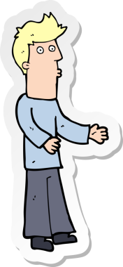 Bir insan tarafından çizilmiş bir karikatürcünün çıkartması.