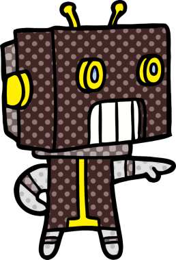 Bir insan tarafından çizilmiş çizgi film robotu