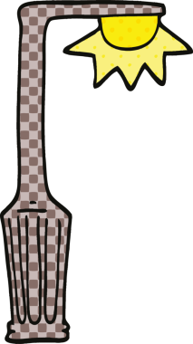 Çizgi roman tarzı lamba direği bir insan tarafından çizilmiş.