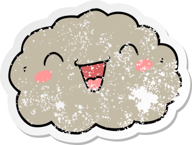 Bir insan tarafından çizilmiş mutlu bir karikatür bulutunun sıkıntılı çıkartması.