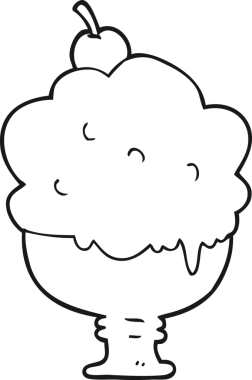 Bir insan tarafından çizilmiş siyah beyaz çizgi film dondurması.