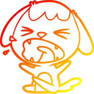 Bir insan tarafından çizilmiş şirin bir köpeğin sıcak çizgi çizimi.