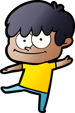 Bir insan tarafından çizilmiş mutlu çizgi film adamı.