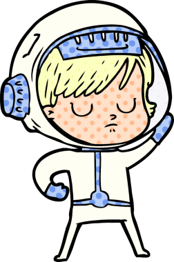 Bir insan tarafından çizilmiş astronot kadın.