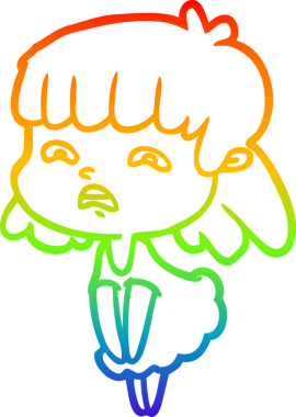 Gökkuşağı gradyan çizimi Bir insan tarafından çizilmiş endişeli bir çizgi kadın