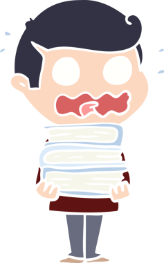 Düz renkli çizgi film karakteri bir insan tarafından çizilmiş.