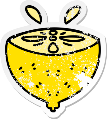 Bir insan tarafından çizilmiş garip bir el çizilmiş limon karikatürü.