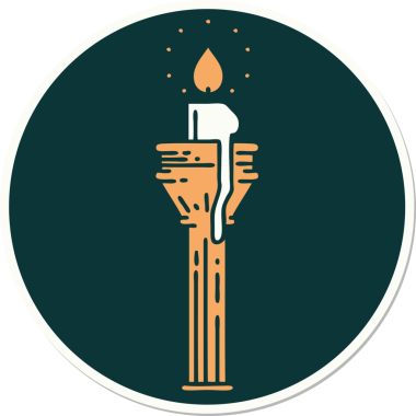 Bir insan tarafından çizilmiş geleneksel bir şamdan stili dövme çıkartması.