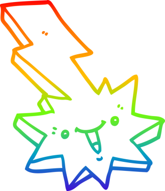 gökkuşağı gradyan çizgisi bir insan tarafından çizilmiş bir karikatür yıldırım çarpması