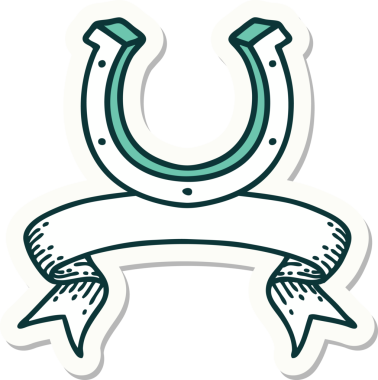 Bir insan tarafından çizilmiş at nalı dövmesi çıkartması.